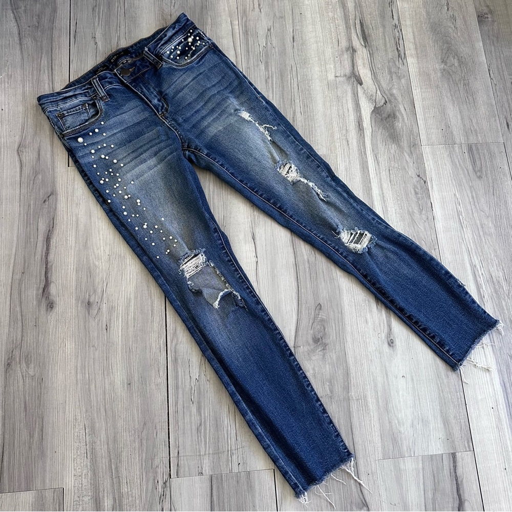 STS Blue Piper Skinny Ankle Jeans Size 28 Women's Pearl Embellishment Distressed - Picture 2 of 8
